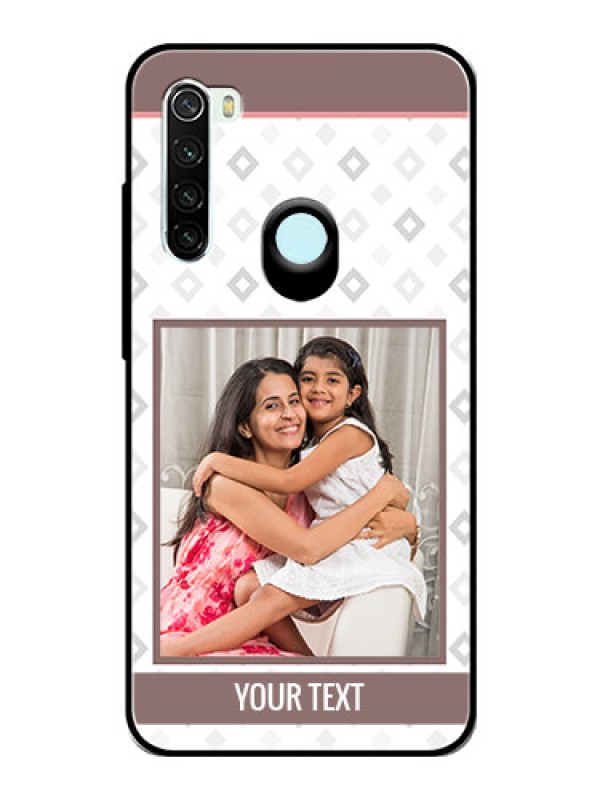 Custom Redmi Note 8 Photo Printing on Glass Case  - Simple Diamond Design