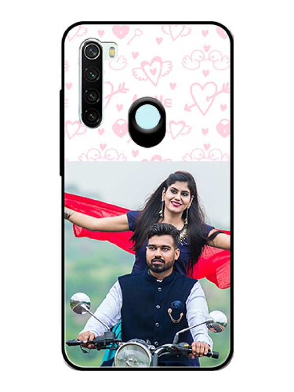 Custom Redmi Note 8 Custom Glass Mobile Case  - Pink Flying Heart Design