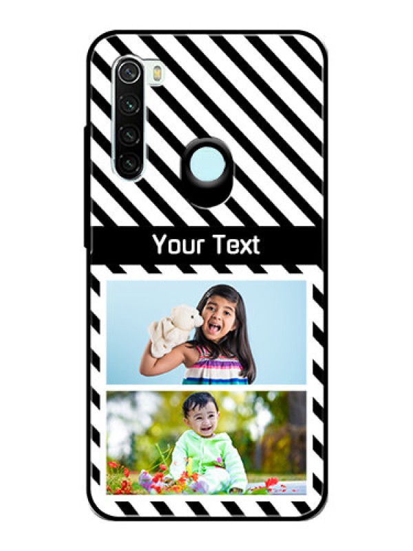 Custom Redmi Note 8 Photo Printing on Glass Case  - Black And White Stripes Design