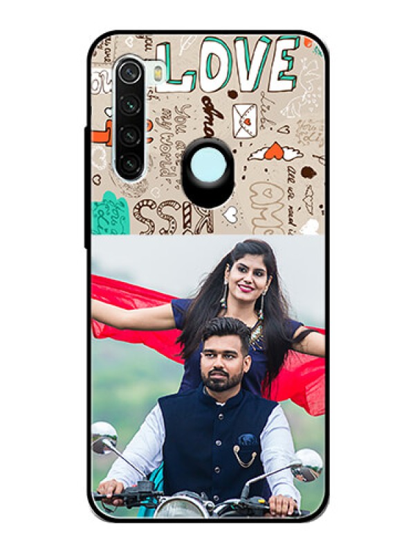 Custom Redmi Note 8 Custom Glass Phone Case  - Love Doodle Pattern 