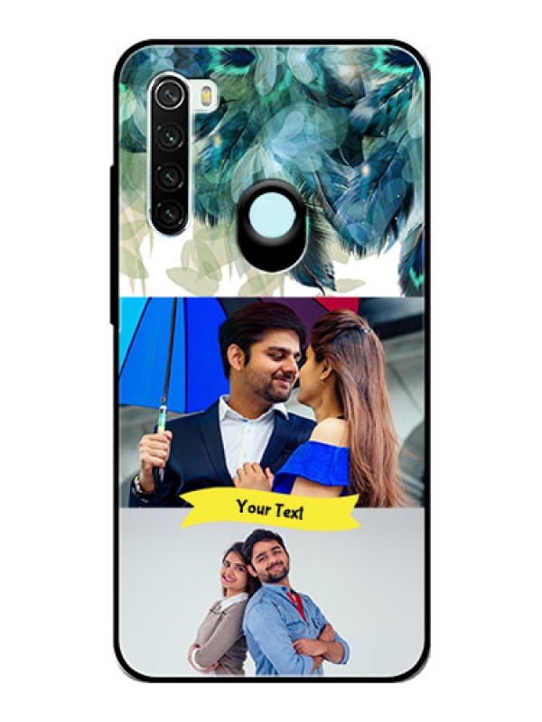 Custom Redmi Note 8 Personalized Glass Phone Case  - Image with Boho Peacock Feather Design