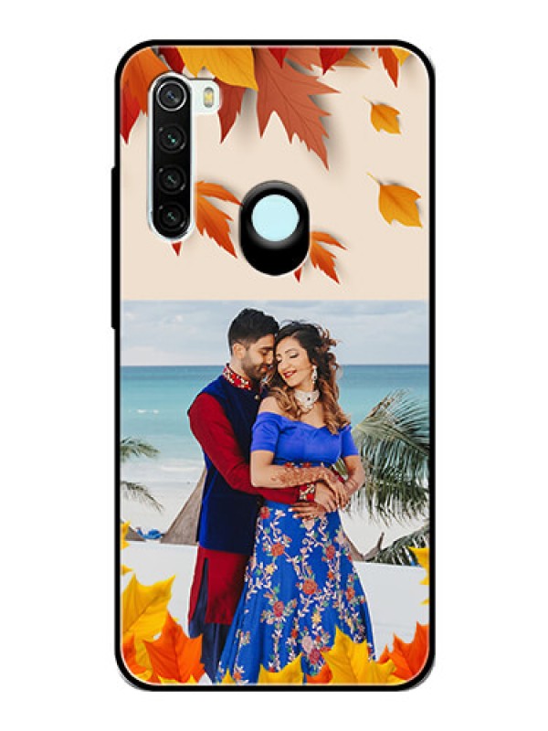 Custom Redmi Note 8 Photo Printing on Glass Case  - Autumn Maple Leaves Design