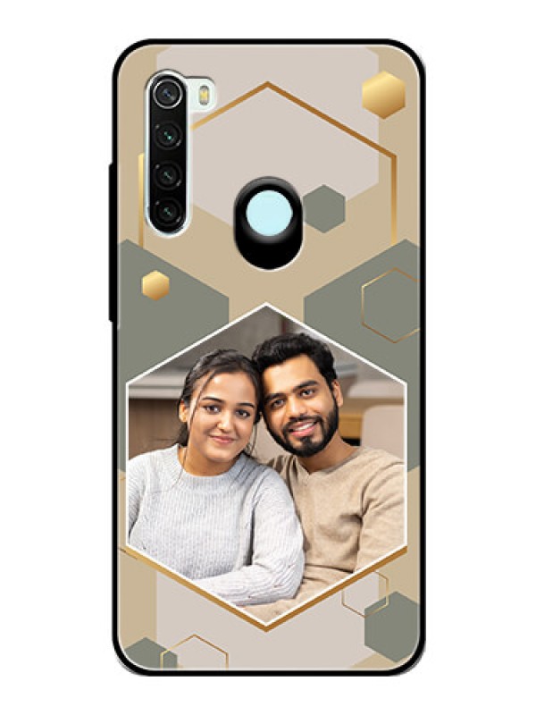 Custom Xiaomi Redmi Note 8 Photo Printing on Glass Case - Stylish Hexagon Pattern Design