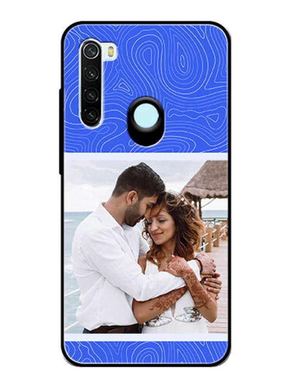 Custom Xiaomi Redmi Note 8 Custom Glass Mobile Case - Curved line art with blue and white Design