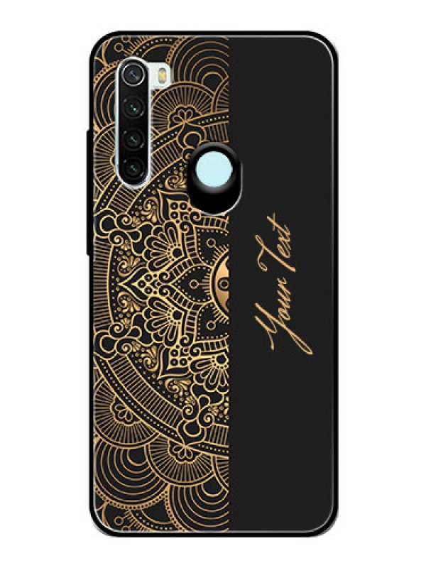 Custom Xiaomi Redmi Note 8 Photo Printing on Glass Case - Mandala art with custom text Design