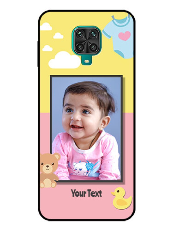 Custom Redmi Note 9 Pro Max Photo Printing on Glass Case  - Kids 2 Color Design