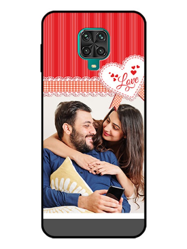 Custom Redmi Note 9 Pro Custom Glass Mobile Case  - Red Love Pattern Design