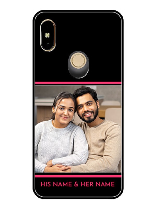 Custom Redmi Y2 Custom Glass Mobile Case  - with Add Text Design