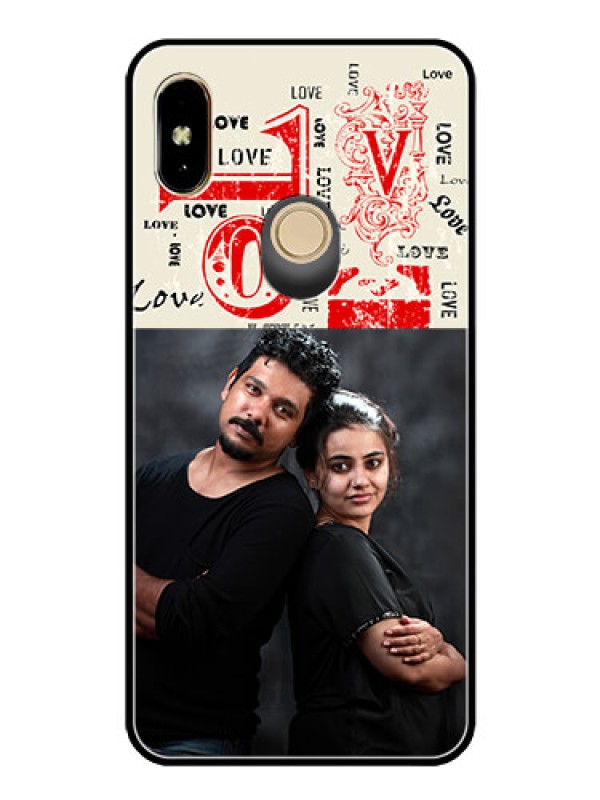 Custom Redmi Y2 Photo Printing on Glass Case  - Trendy Love Design Case
