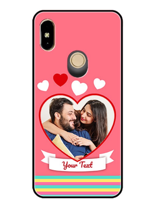 Custom Redmi Y2 Photo Printing on Glass Case  - Love Doodle Design