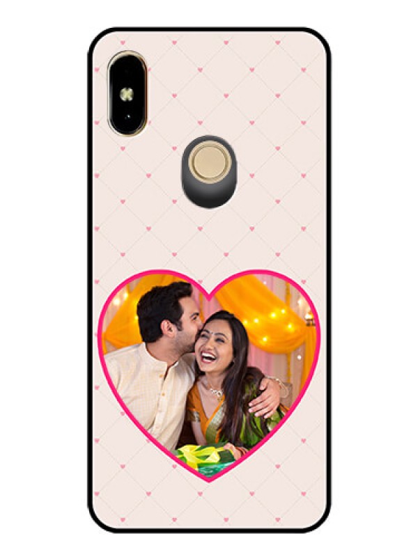 Custom Redmi Y2 Custom Glass Mobile Case  - Heart Shape Design
