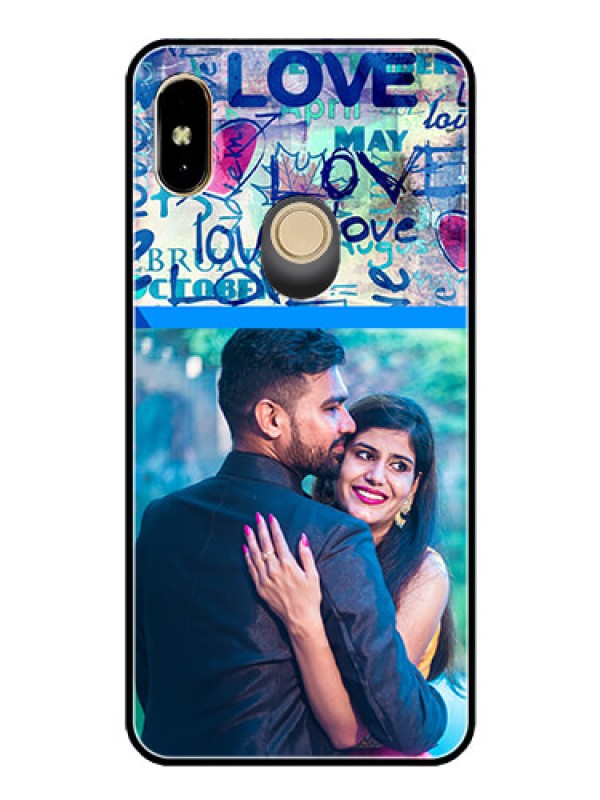 Custom Redmi Y2 Custom Glass Mobile Case  - Colorful Love Design