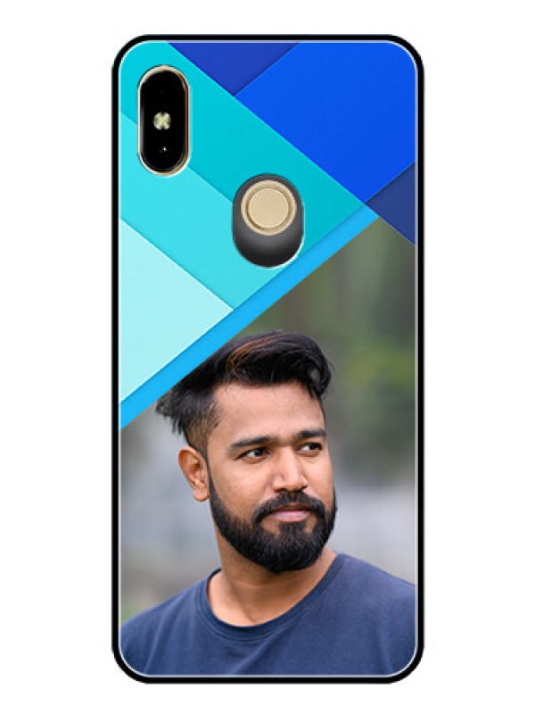 Custom Redmi Y2 Custom Glass Phone Case  - Blue Pattern Design