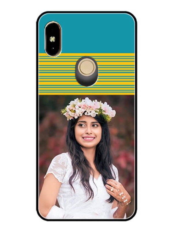 Custom Redmi Y2 Custom Glass Phone Case  - Yellow & Blue Design 