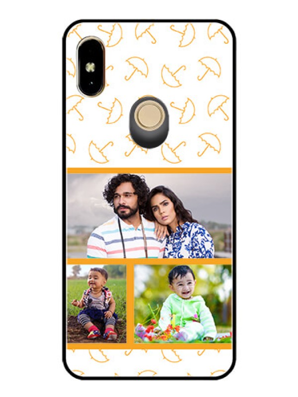 Custom Redmi Y2 Custom Glass Mobile Case  - Yellow Pattern Design
