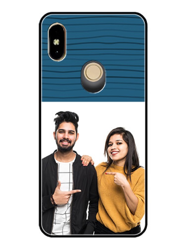 Custom Redmi Y2 Custom Glass Phone Case  - Blue Pattern Cover Design