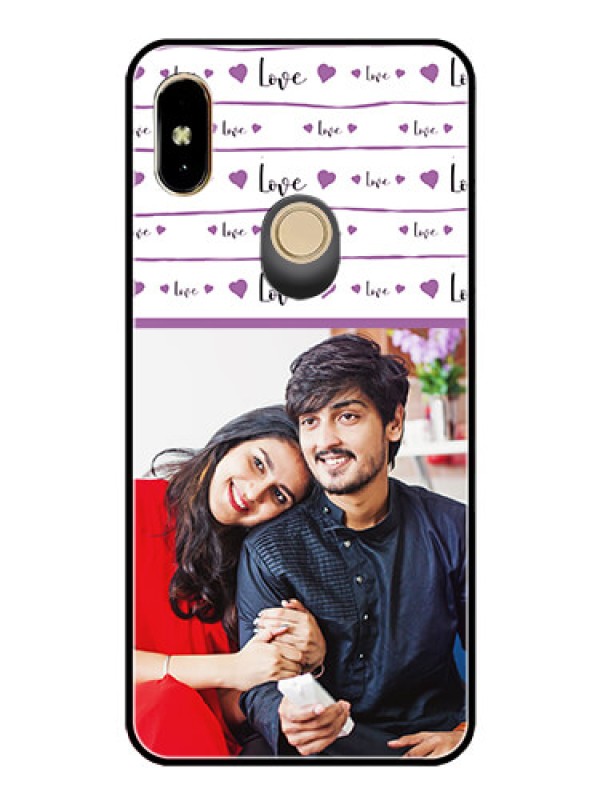 Custom Redmi Y2 Custom Glass Mobile Case  - Couples Heart Design
