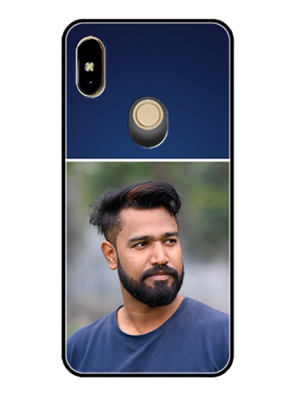 Custom Redmi Y2 Personalized Glass Phone Case  - Simple Royal Blue Design