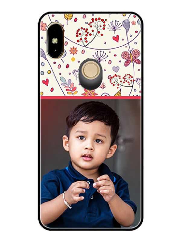 Custom Redmi Y2 Custom Glass Mobile Case  - Premium Floral Design