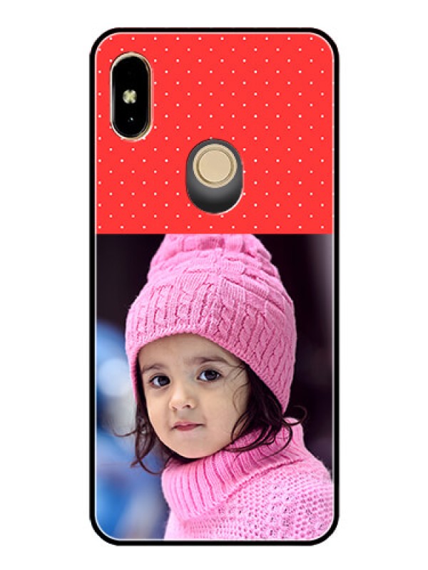 Custom Redmi Y2 Photo Printing on Glass Case  - Red Pattern Design