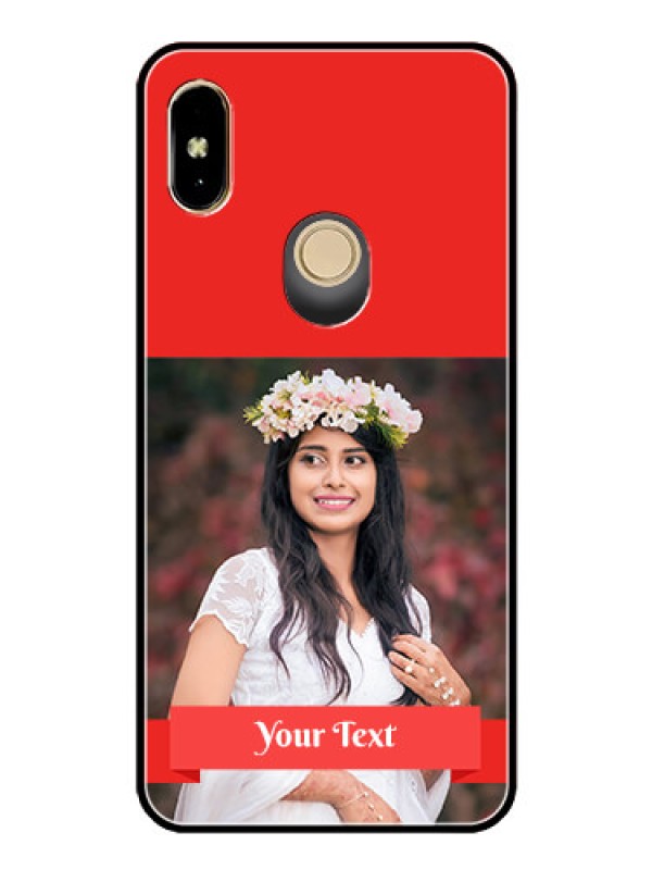 Custom Redmi Y2 Custom Glass Phone Case  - Simple Red Color Design
