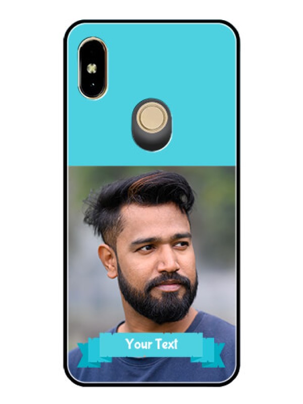 Custom Redmi Y2 Personalized Glass Phone Case  - Simple Blue Color Design