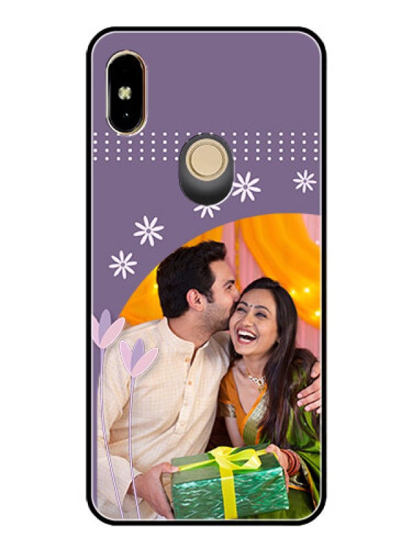 Custom Redmi Y2 Custom Glass Mobile Case  - Lavender flowers design 