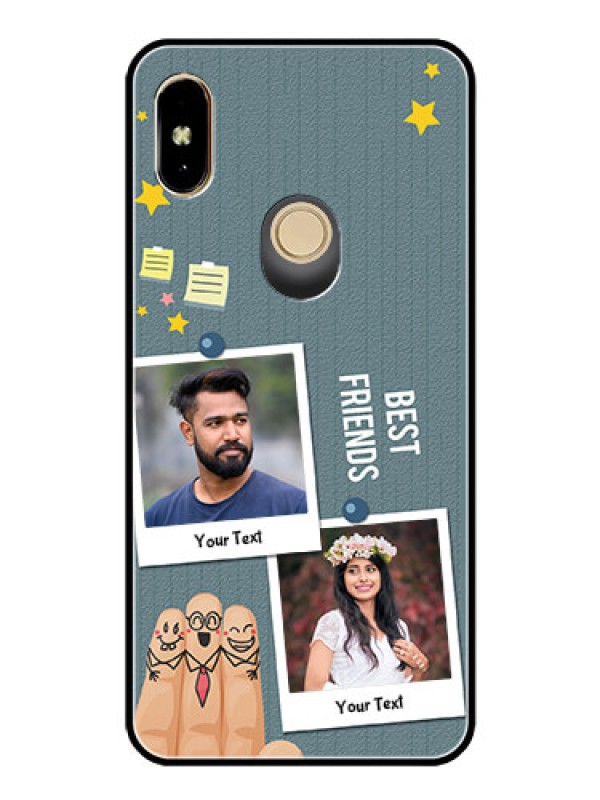 Custom Redmi Y2 Personalized Glass Phone Case  - Sticky Frames and Friendship Design