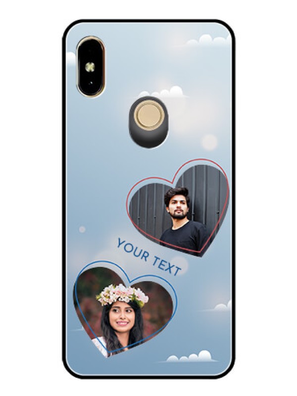 Custom Redmi Y2 Custom Glass Mobile Case  - Blue Color Couple Design 