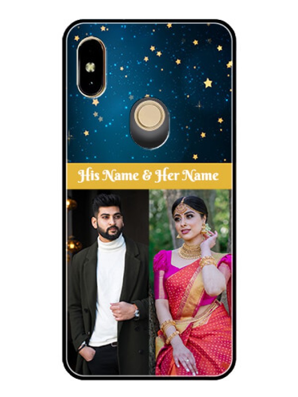 Custom Redmi Y2 Custom Glass Phone Case  - Galaxy Stars Backdrop Design