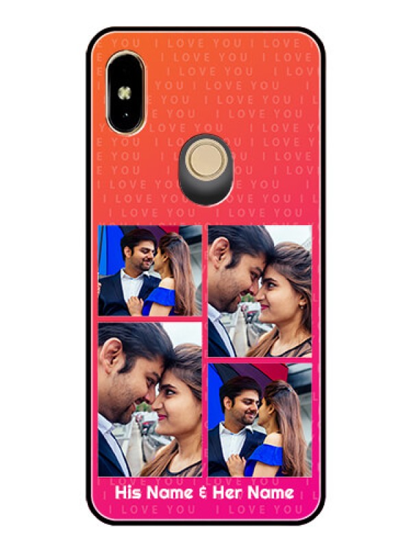 Custom Redmi Y2 Custom Glass Phone Case  - I Love You Pink Design