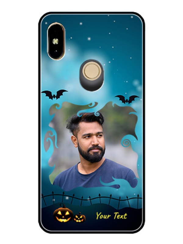 Custom Redmi Y2 Custom Glass Phone Case  - Halloween frame design