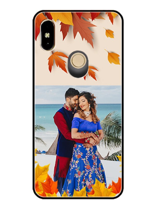 Custom Redmi Y2 Photo Printing on Glass Case  - Autumn Maple Leaves Design