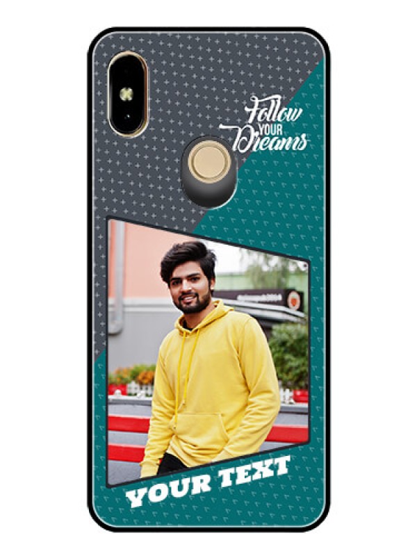 Custom Redmi Y2 Personalized Glass Phone Case  - Background Pattern Design with Quote