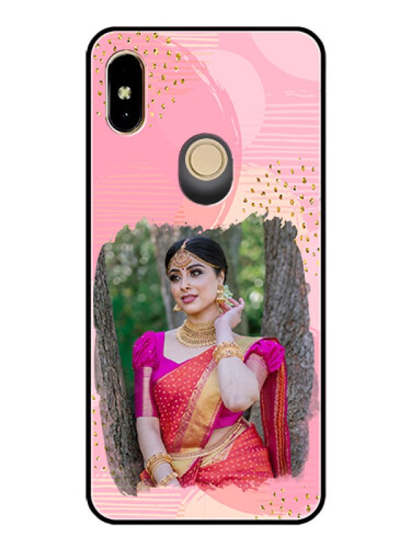 Custom Redmi Y2 Personalized Glass Phone Case  - Gold Glitter Splash Design