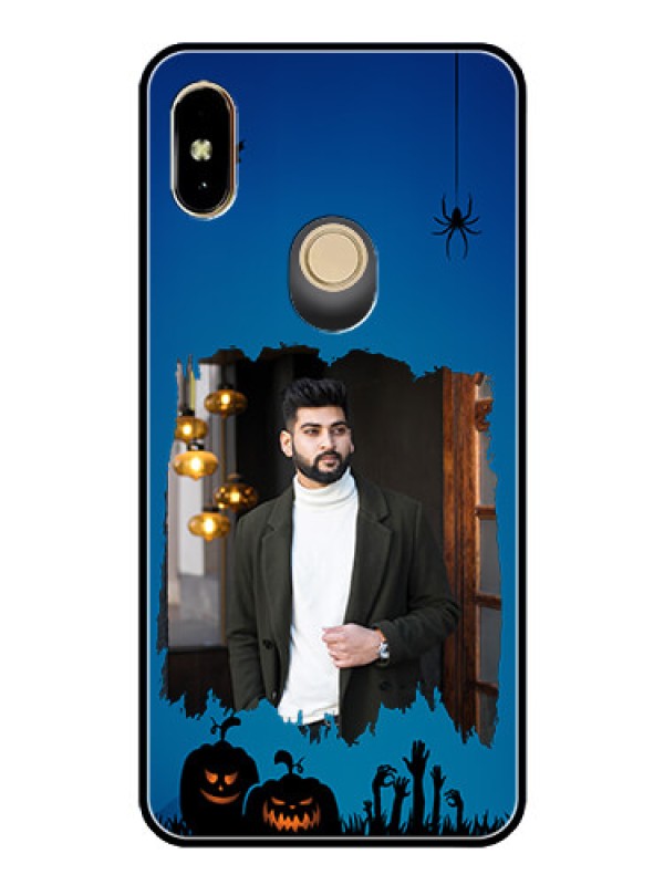 Custom Redmi Y2 Photo Printing on Glass Case  - with pro Halloween design 