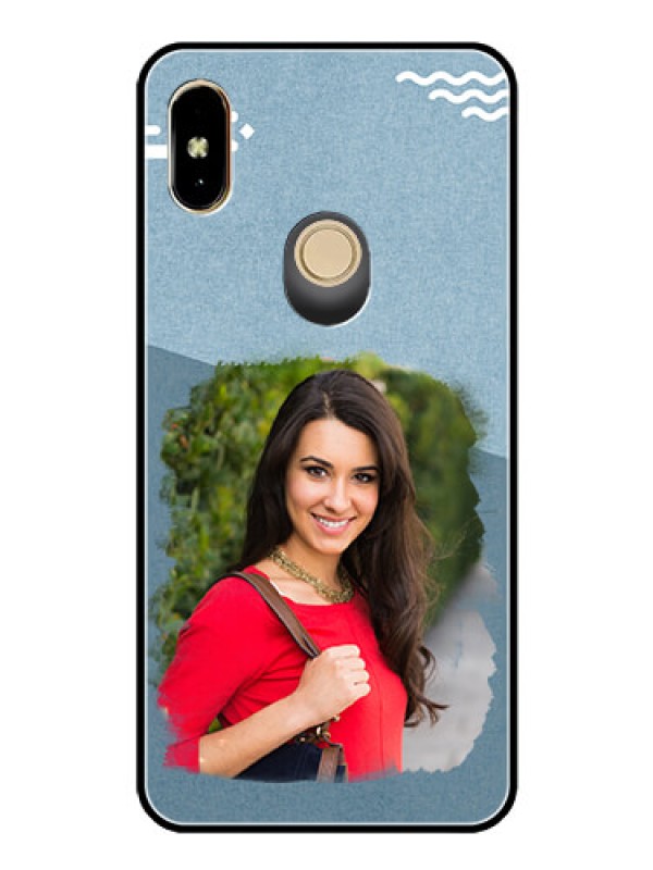 Custom Redmi Y2 Custom Glass Mobile Case  - Grunge Line Art Design