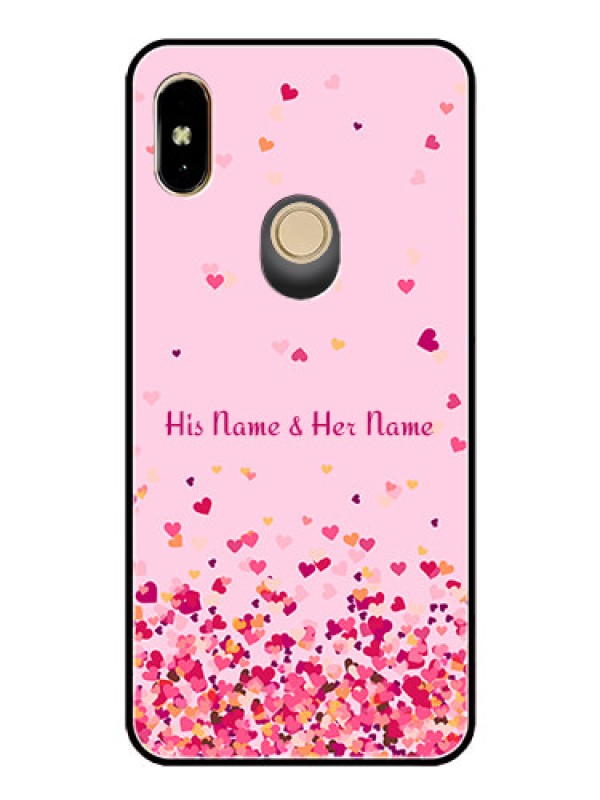 Custom Xiaomi Redmi Y2 Photo Printing on Glass Case - Floating Hearts Design