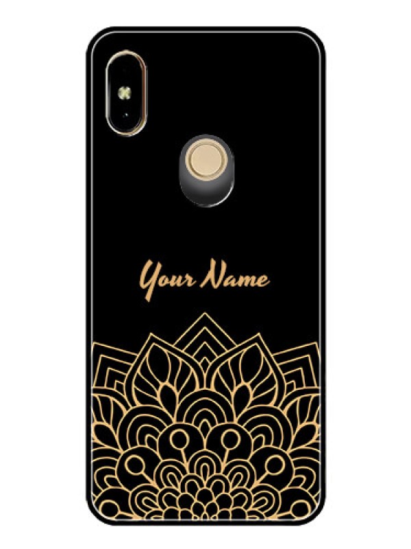 Custom Xiaomi Redmi Y2 Custom Glass Phone Case - Golden mandala Design