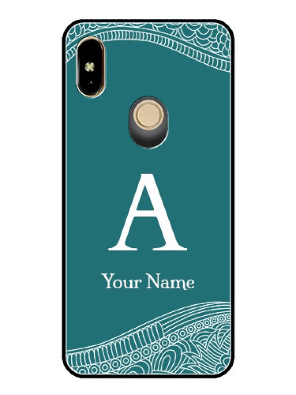 Custom Xiaomi Redmi Y2 Personalized Glass Phone Case - line art pattern with custom name Design