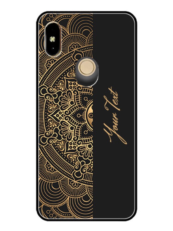 Custom Xiaomi Redmi Y2 Photo Printing on Glass Case - Mandala art with custom text Design