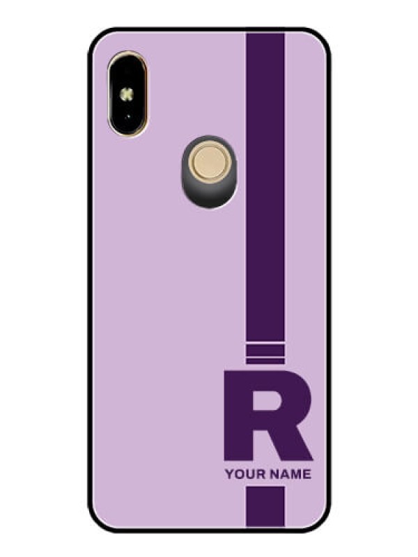 Custom Xiaomi Redmi Y2 Photo Printing on Glass Case - Simple dual tone stripe with name Design