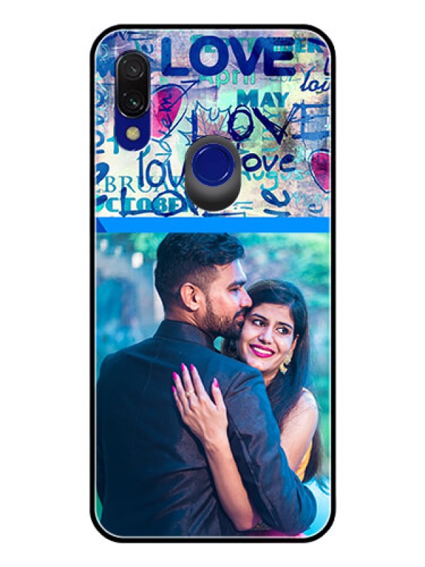 Custom Redmi Y3 Custom Glass Mobile Case  - Colorful Love Design