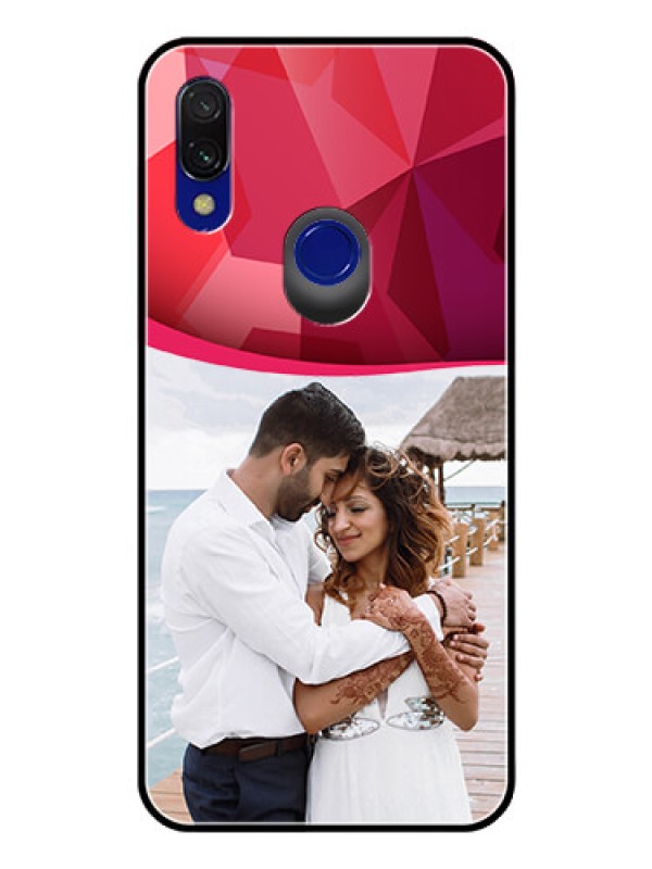 Custom Redmi Y3 Custom Glass Mobile Case  - Red Abstract Design
