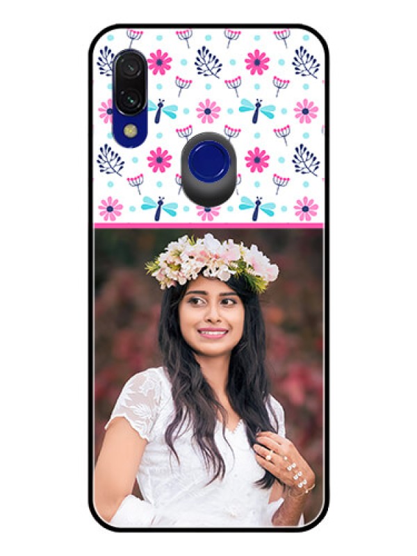 Custom Redmi Y3 Photo Printing on Glass Case  - Colorful Flower Design