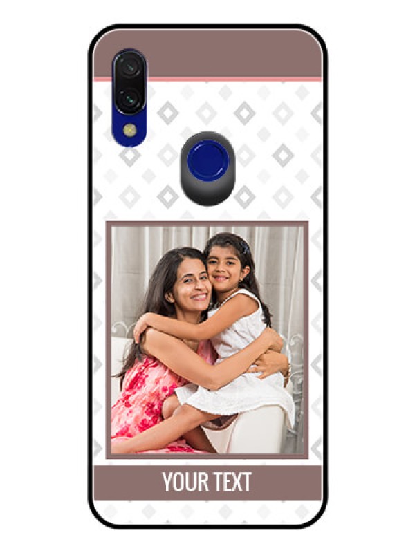 Custom Redmi Y3 Photo Printing on Glass Case  - Simple Diamond Design