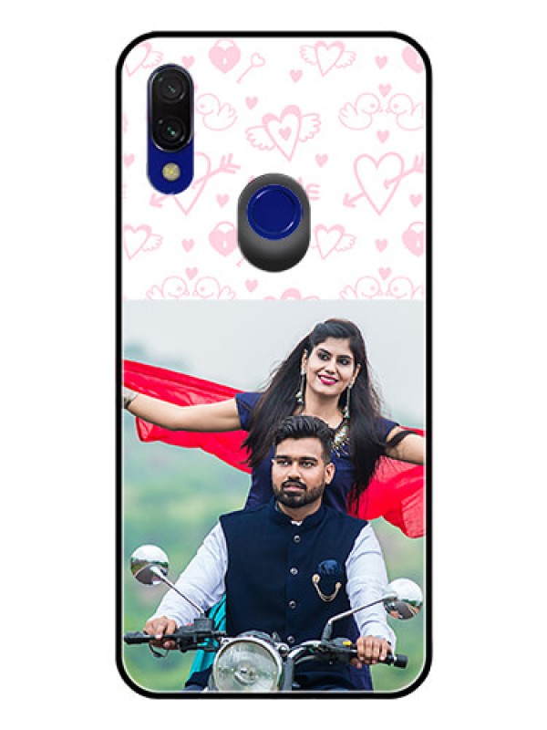 Custom Redmi Y3 Custom Glass Mobile Case  - Pink Flying Heart Design