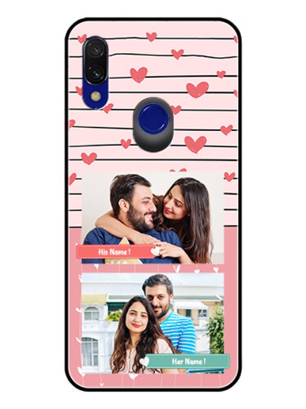 Custom Redmi Y3 Custom Glass Mobile Case  - Photo with Heart Design