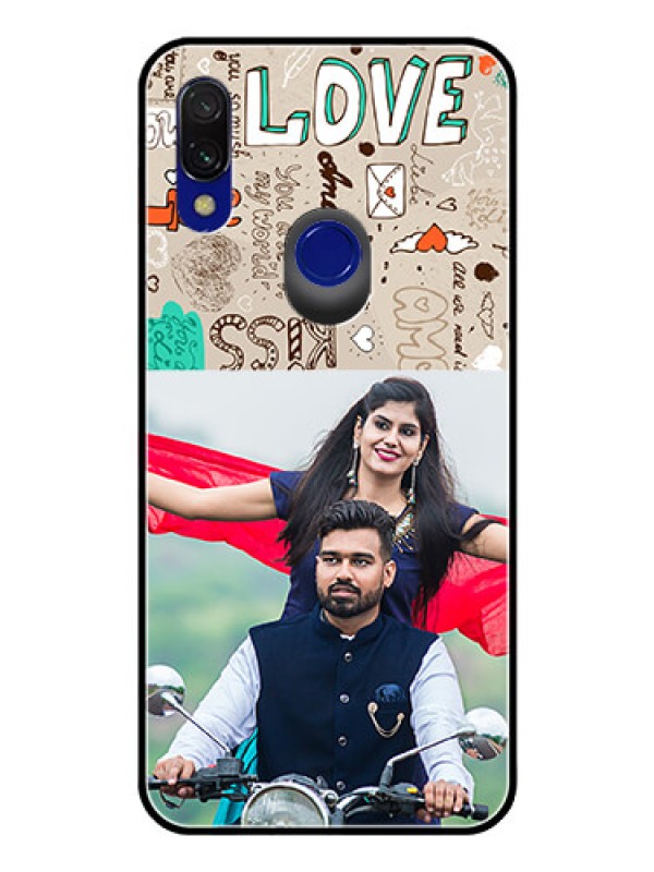 Custom Redmi Y3 Custom Glass Phone Case  - Love Doodle Pattern 
