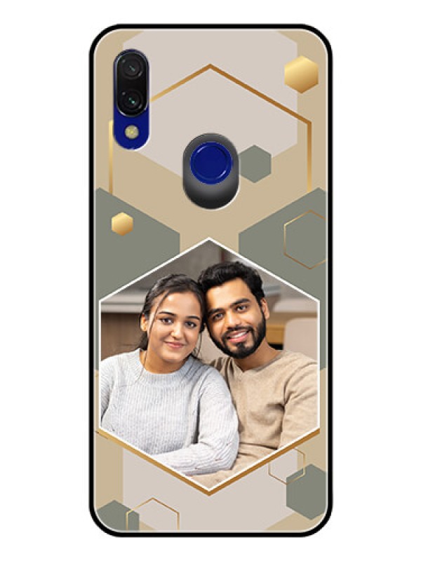 Custom Xiaomi Redmi Y3 Photo Printing on Glass Case - Stylish Hexagon Pattern Design